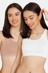 Zivame Girls Double Layered Non Wired Full Coverage Racerback Beginner Sports Bra (Pack of 2) - Multicolor — thumbnail 1